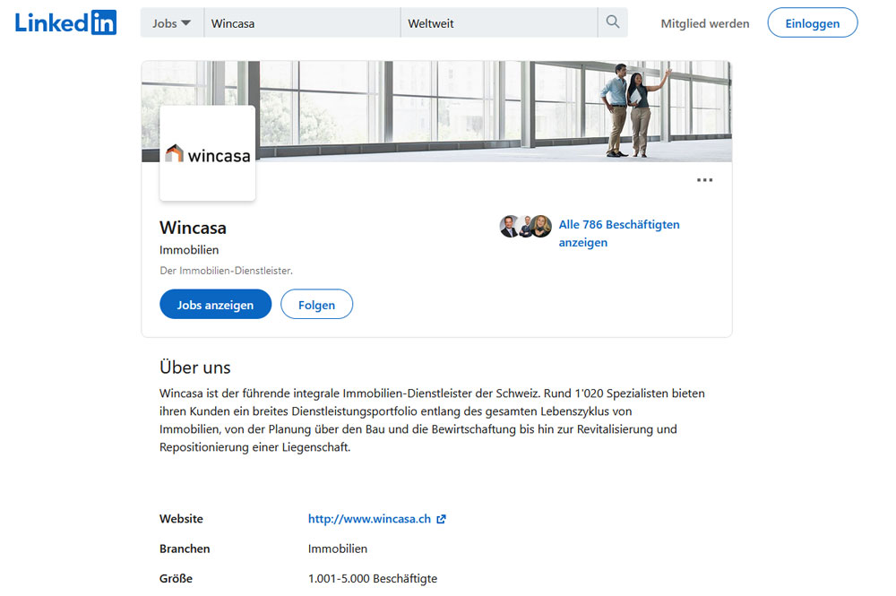 Wincasa auf LinkedIn